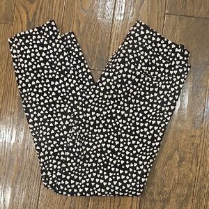 J. Crew Black and White Heart Cropped Pants
